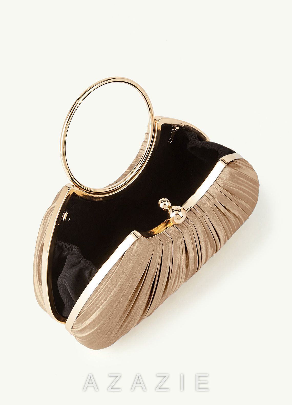 Matching Color Metallic Satin Pleated Handbag