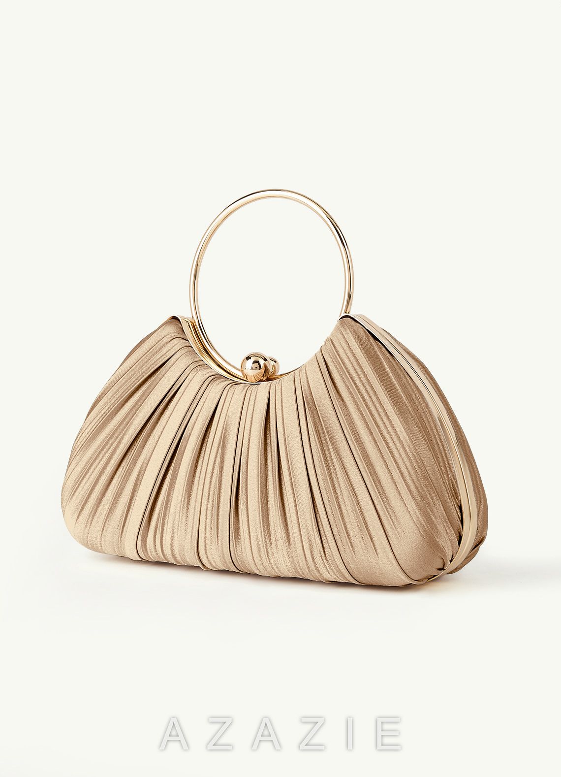 Matching Color Metallic Satin Pleated Handbag