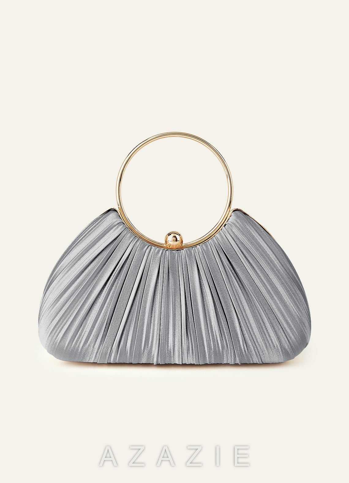 Matching Color Metallic Satin Pleated Handbag
