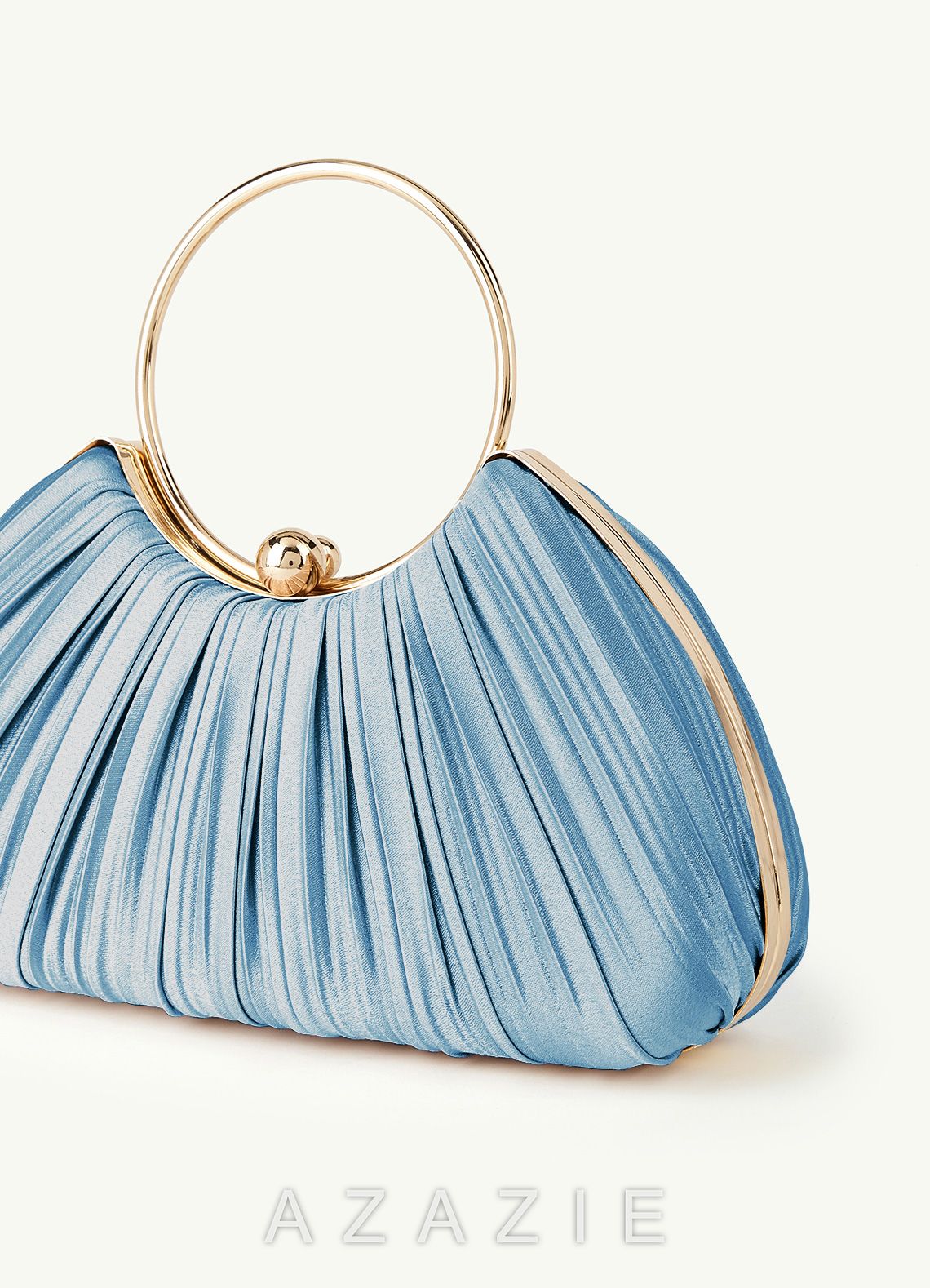 Matching Color Metallic Satin Pleated Handbag