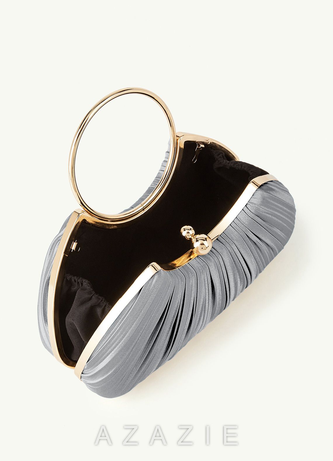 Matching Color Metallic Satin Pleated Handbag