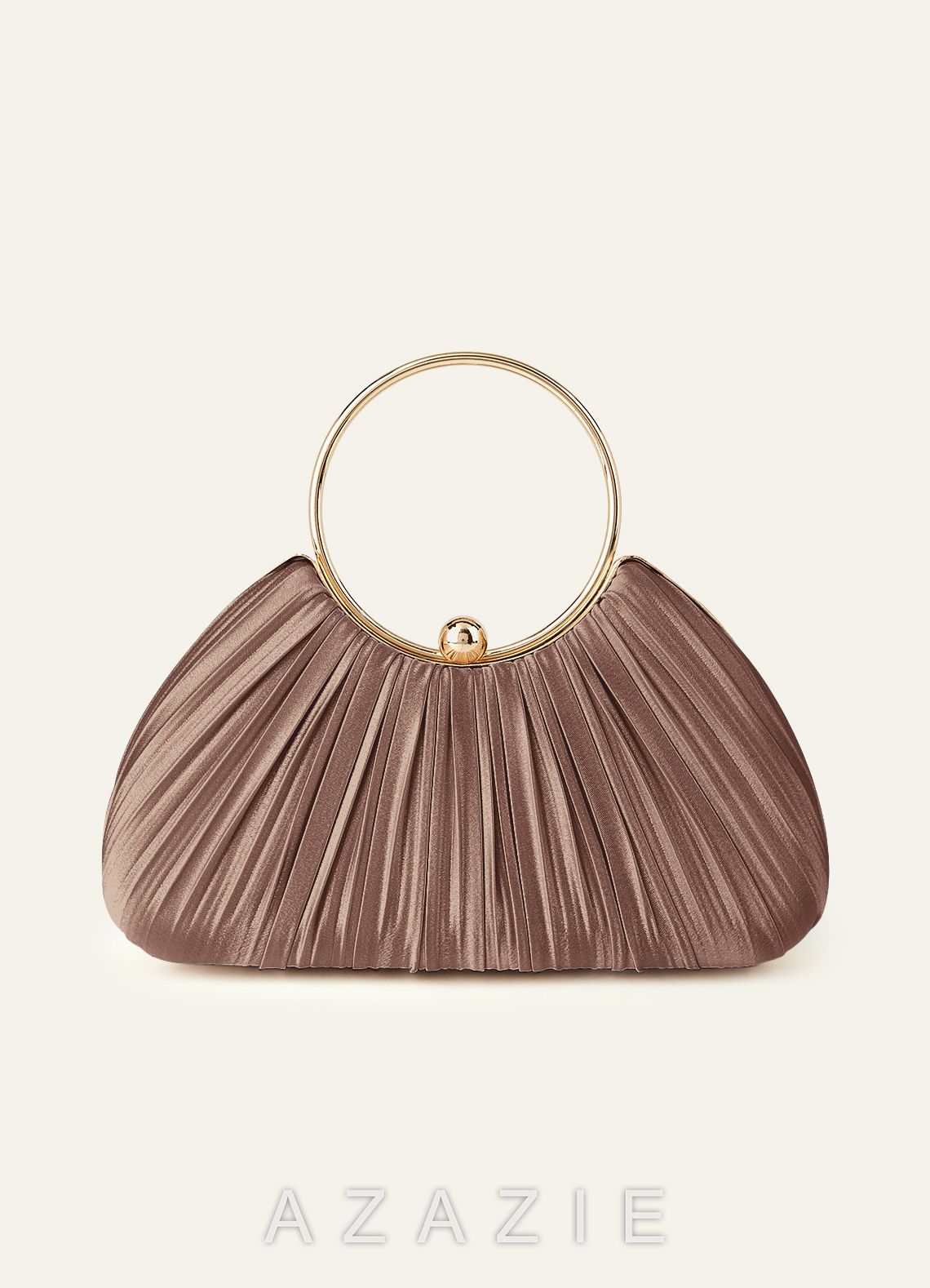 Matching Color Metallic Satin Pleated Handbag