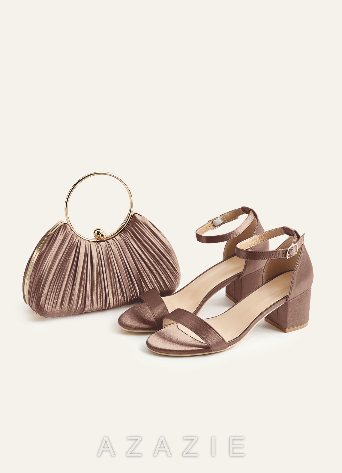 Matching Color Metallic Satin Pleated Handbag