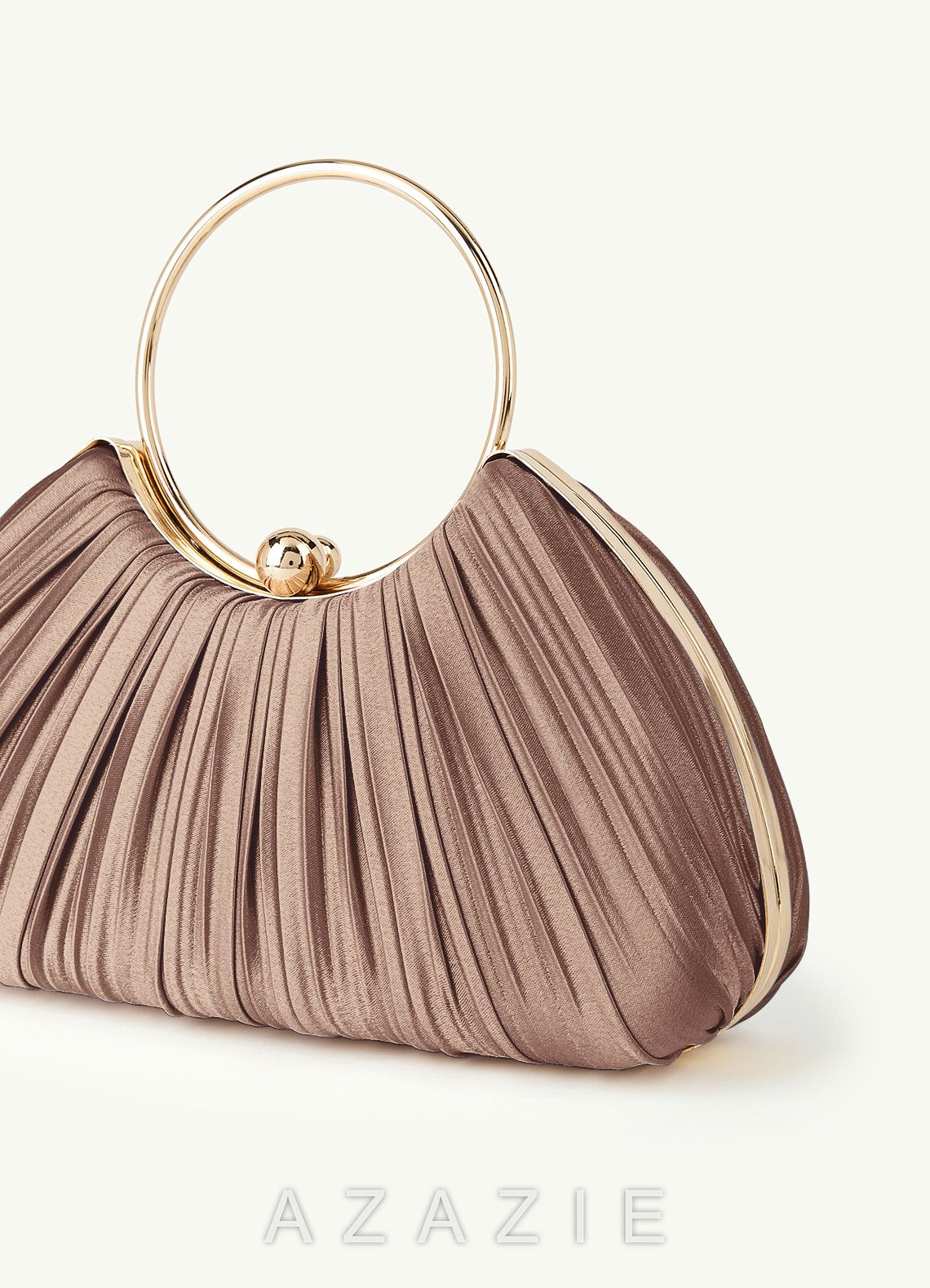 Matching Color Metallic Satin Pleated Handbag