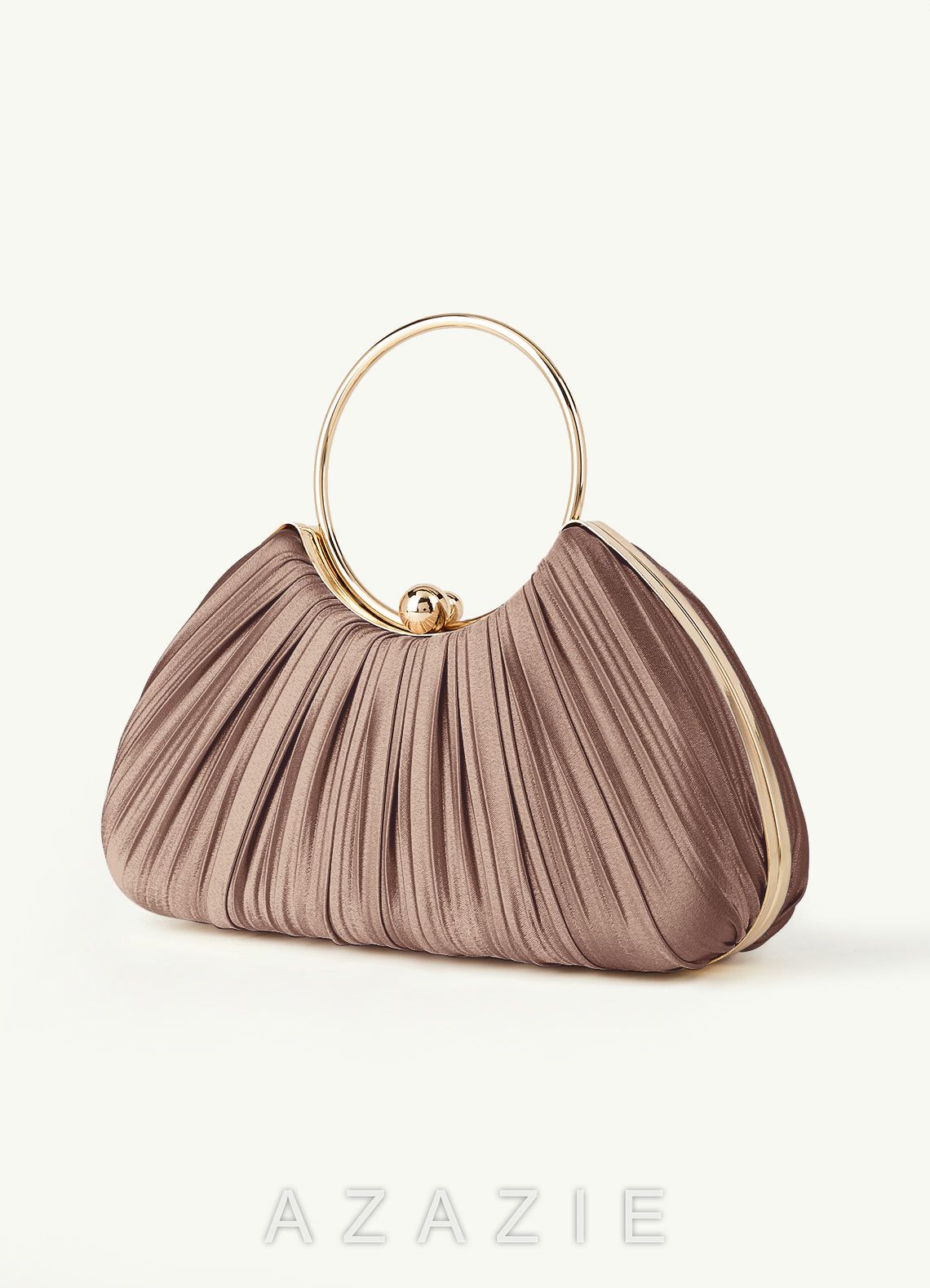 Matching Color Metallic Satin Pleated Handbag