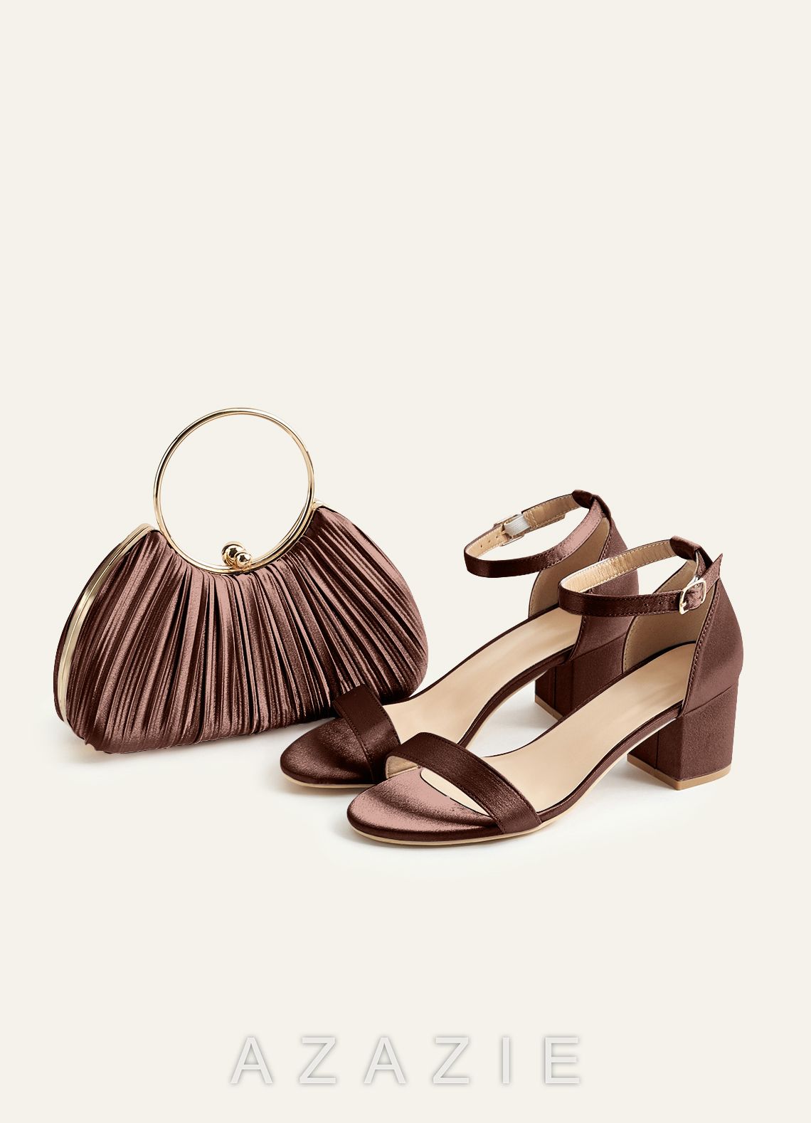 Matching Color Metallic Satin Pleated Handbag