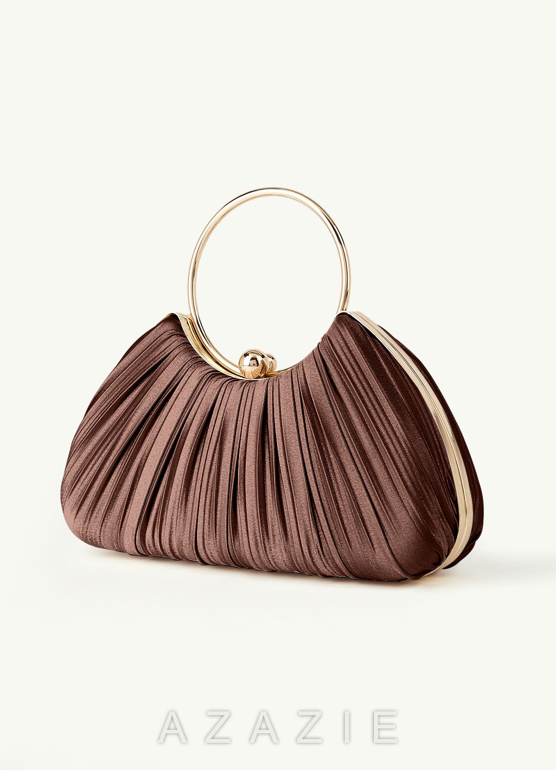 Matching Color Metallic Satin Pleated Handbag