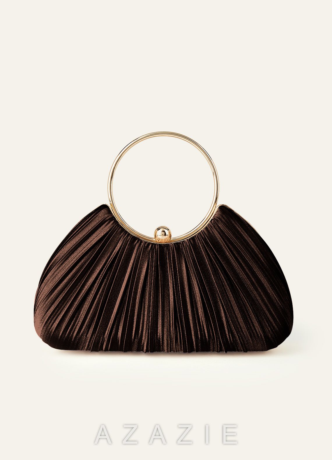 Matching Color Metallic Satin Pleated Handbag