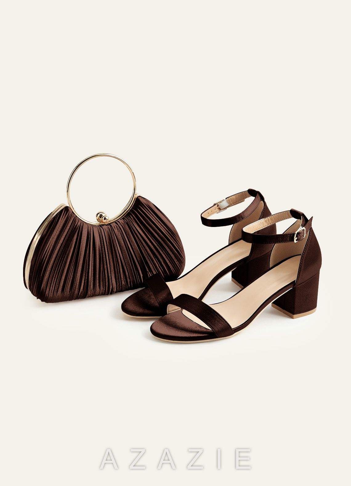 Matching Color Metallic Satin Pleated Handbag
