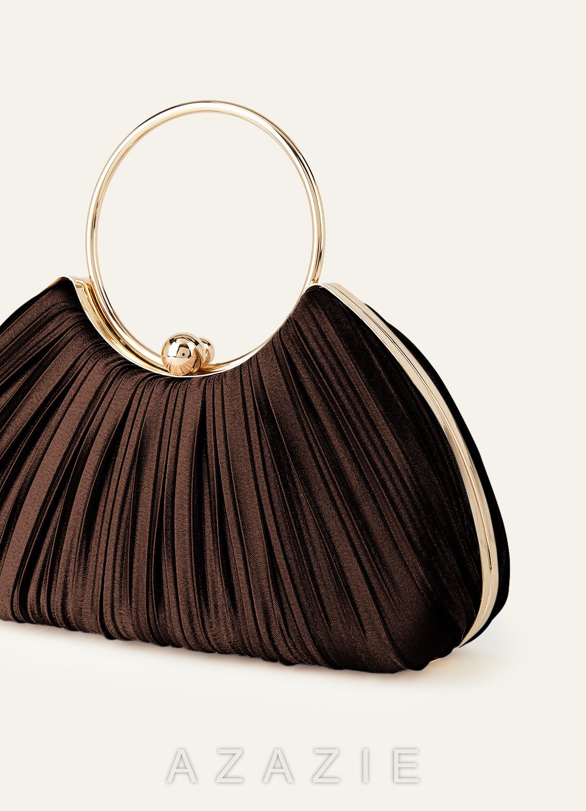 Matching Color Metallic Satin Pleated Handbag