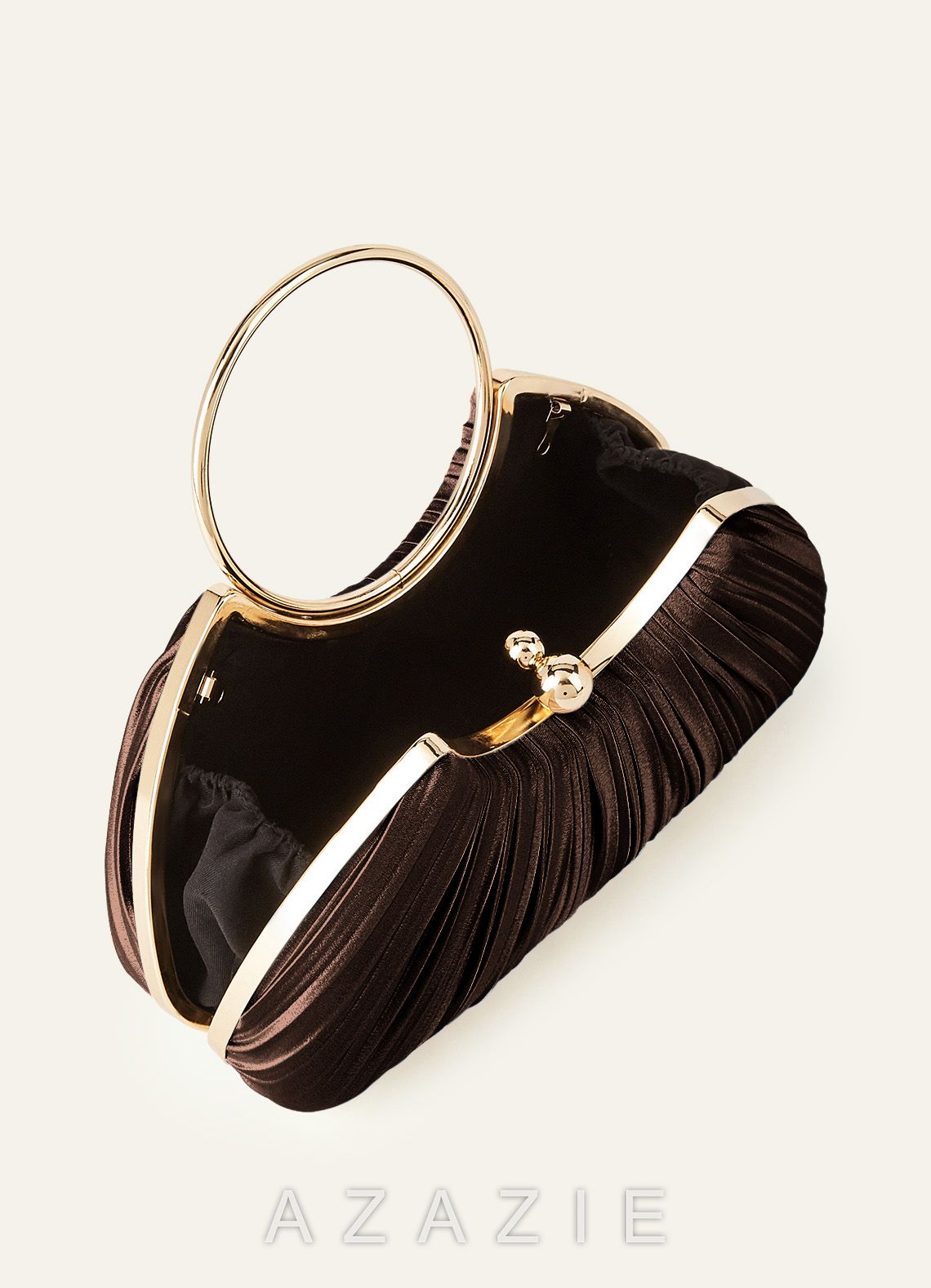 Matching Color Metallic Satin Pleated Handbag