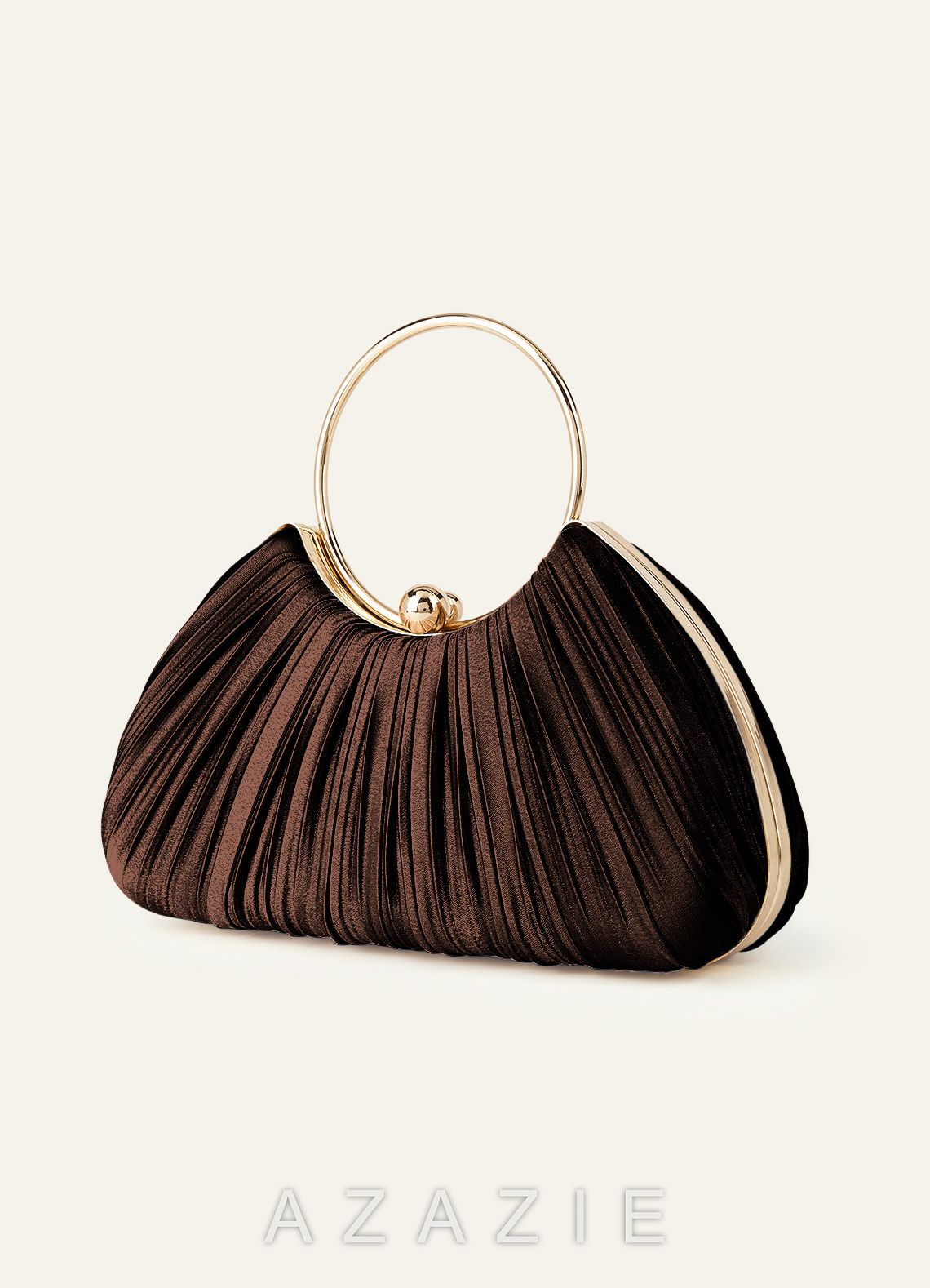 Matching Color Metallic Satin Pleated Handbag