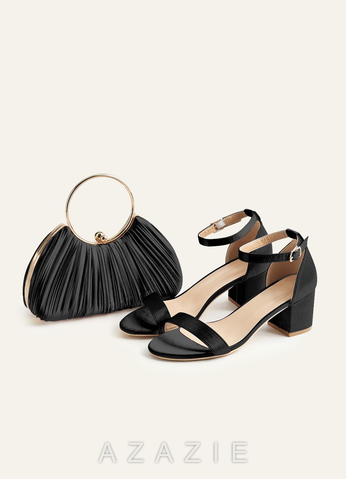 Matching Color Metallic Satin Pleated Handbag
