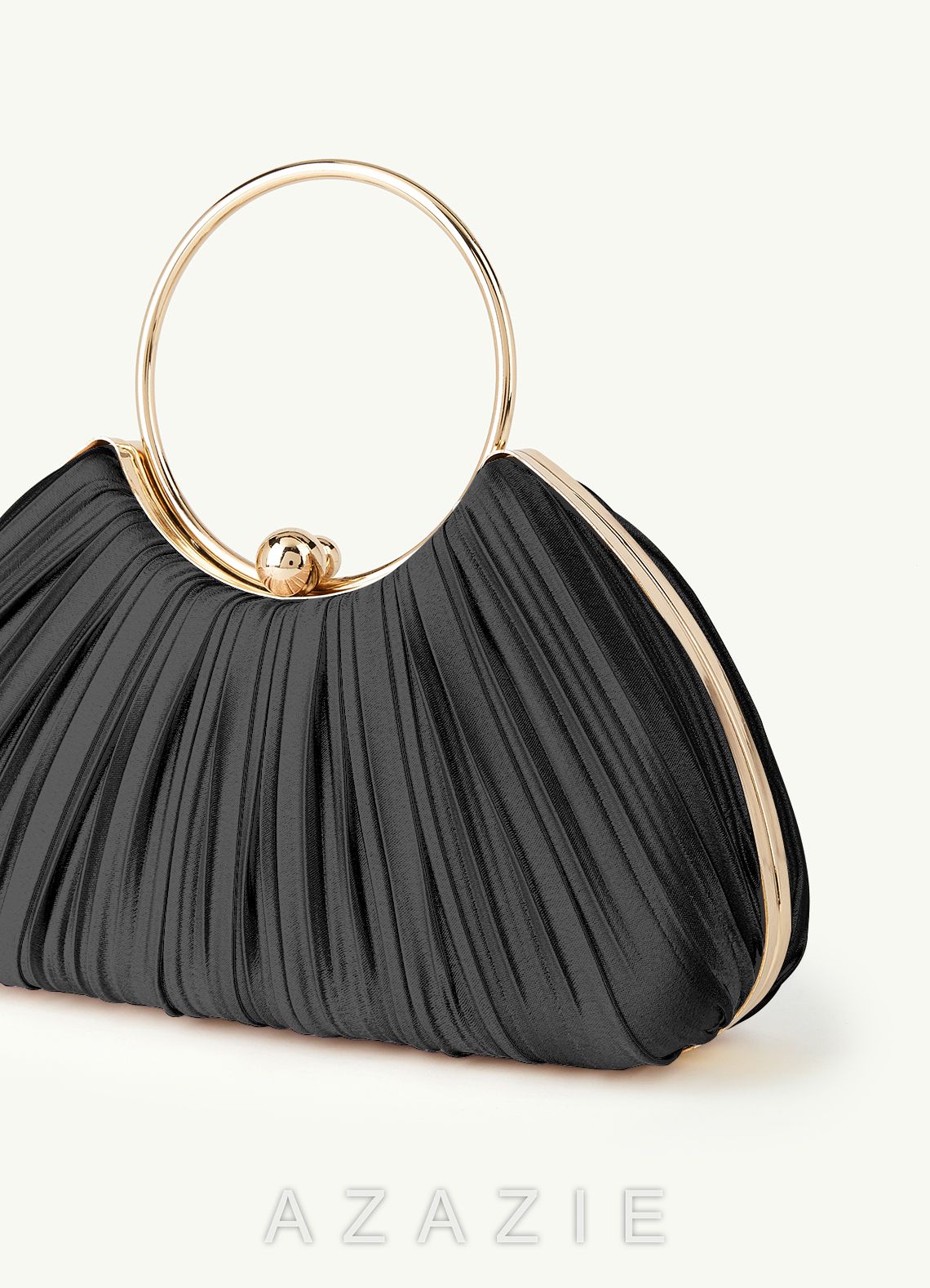 Matching Color Metallic Satin Pleated Handbag