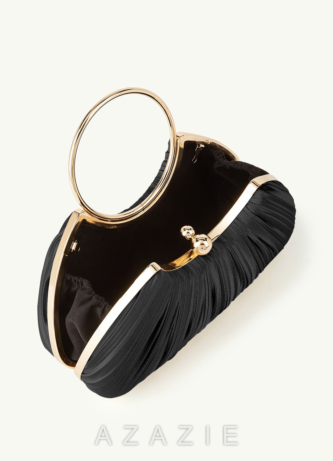 Matching Color Metallic Satin Pleated Handbag