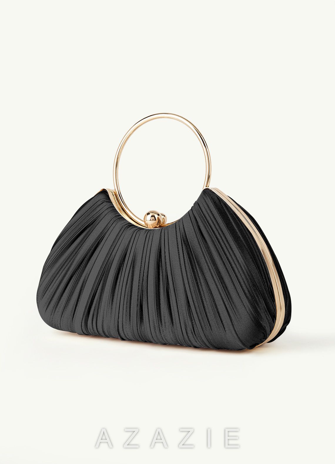 Matching Color Metallic Satin Pleated Handbag