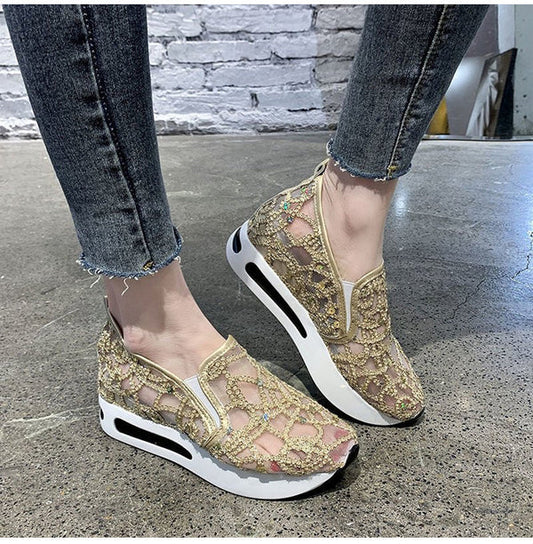 Sandalias pastel de purpurina para mujer