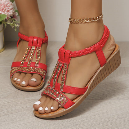 Sandalias de cuña boho para mujer