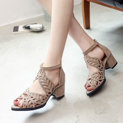 Sandalias romanas huecas con strass