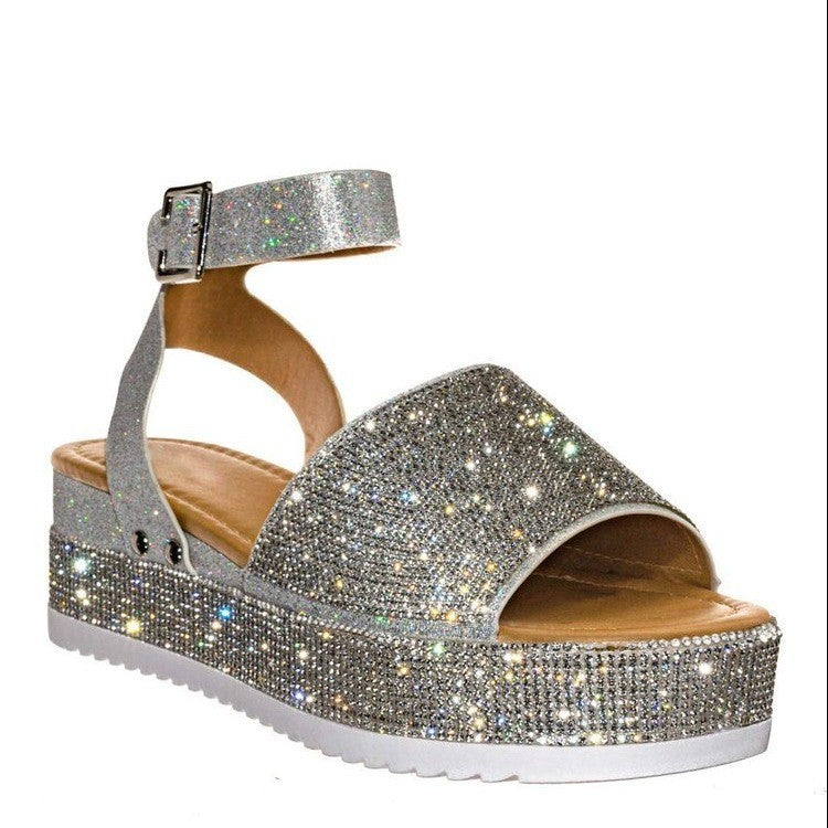 Sandalias con fondo grueso de strass