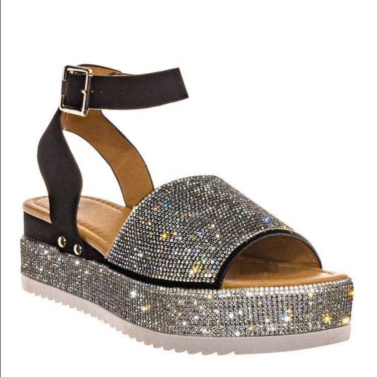 Sandalias con fondo grueso de strass