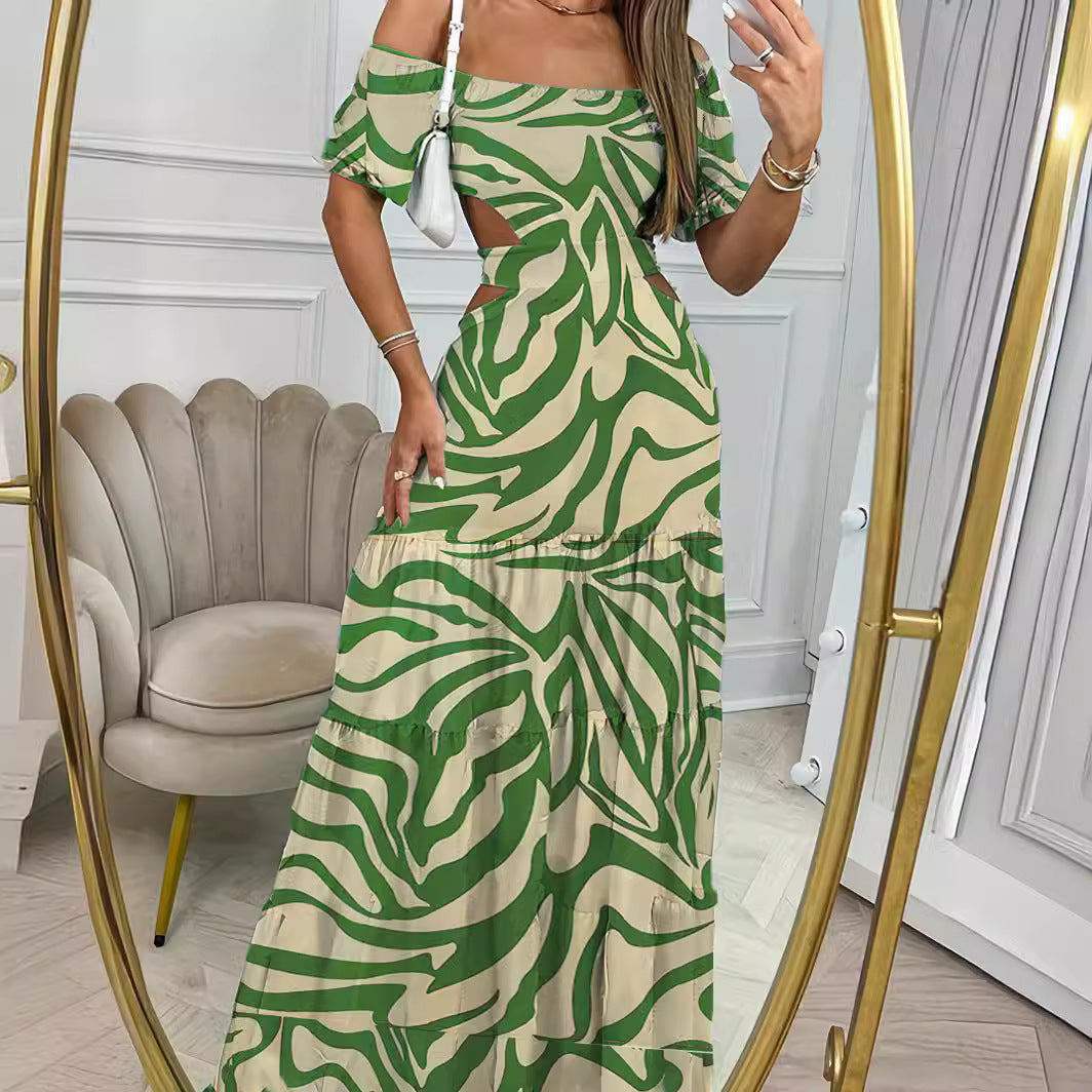 Vestido estampado con cintura elástica