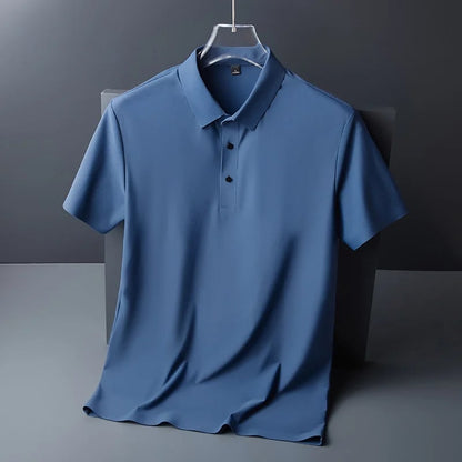 Polo de manga corta de seda helada para hombre