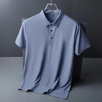 Polo de manga corta de seda helada para hombre